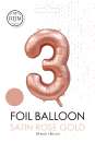 XXL Folienballon Zahl 3 Satin Rosegold